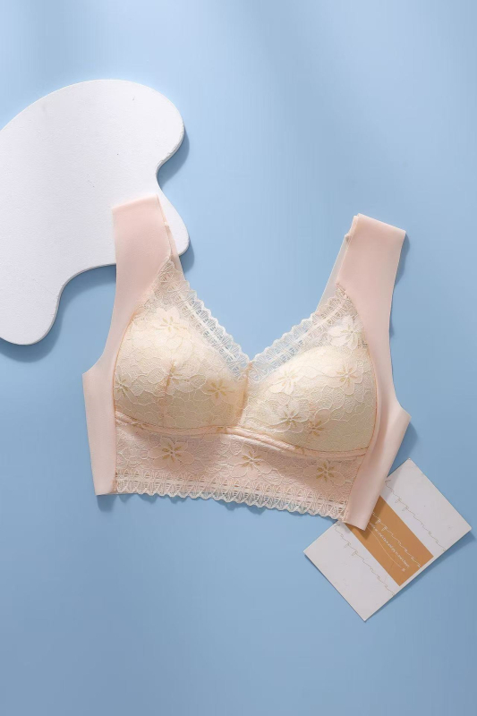 Безшевен дантелен жилет-бюстгальтер, Push-Up, Ice Silk, дишащ