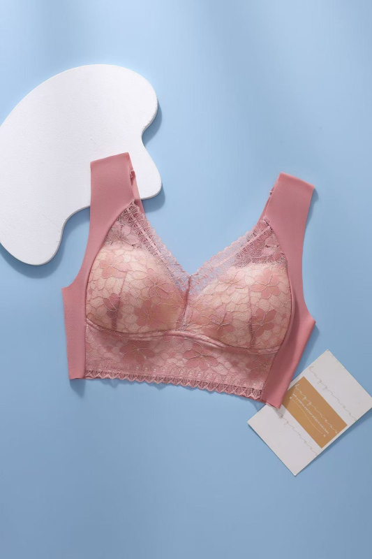 Безшевен дантелен жилет-бюстгальтер, Push-Up, Ice Silk, дишащ