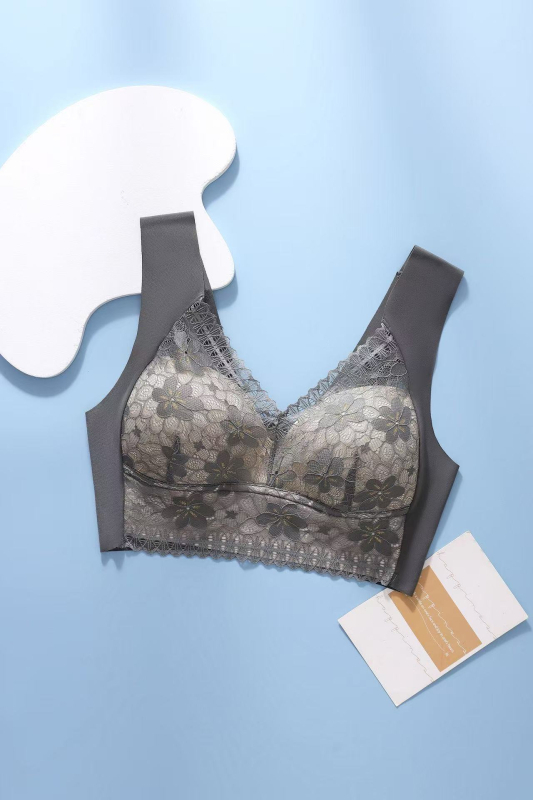 Безшевен дантелен жилет-бюстгальтер, Push-Up, Ice Silk, дишащ