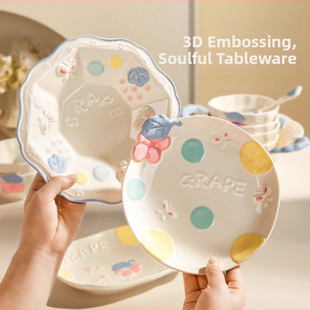 Kerámia étkészlet Magnesium Union – kézzel festett karikatúra dizájn, kerek alak, mikrohullámú sütőben is használható