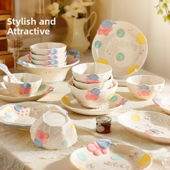 Kerámia étkészlet Magnesium Union – kézzel festett karikatúra dizájn, kerek alak, mikrohullámú sütőben is használható