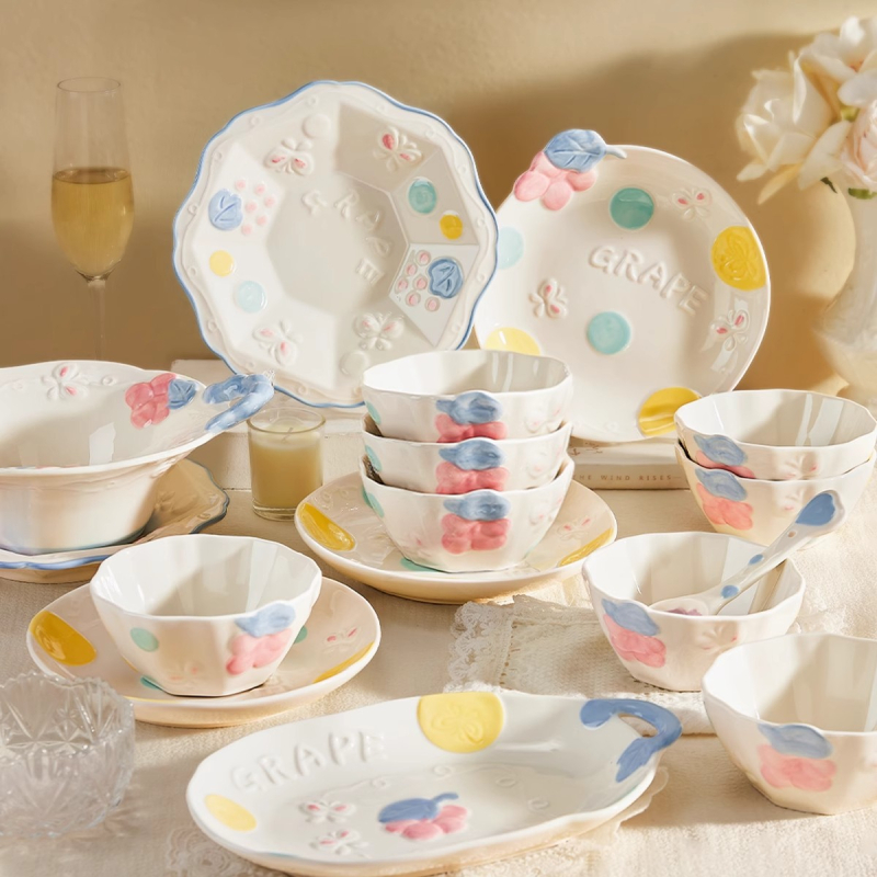 Kerámia étkészlet Magnesium Union – kézzel festett karikatúra dizájn, kerek alak, mikrohullámú sütőben is használható