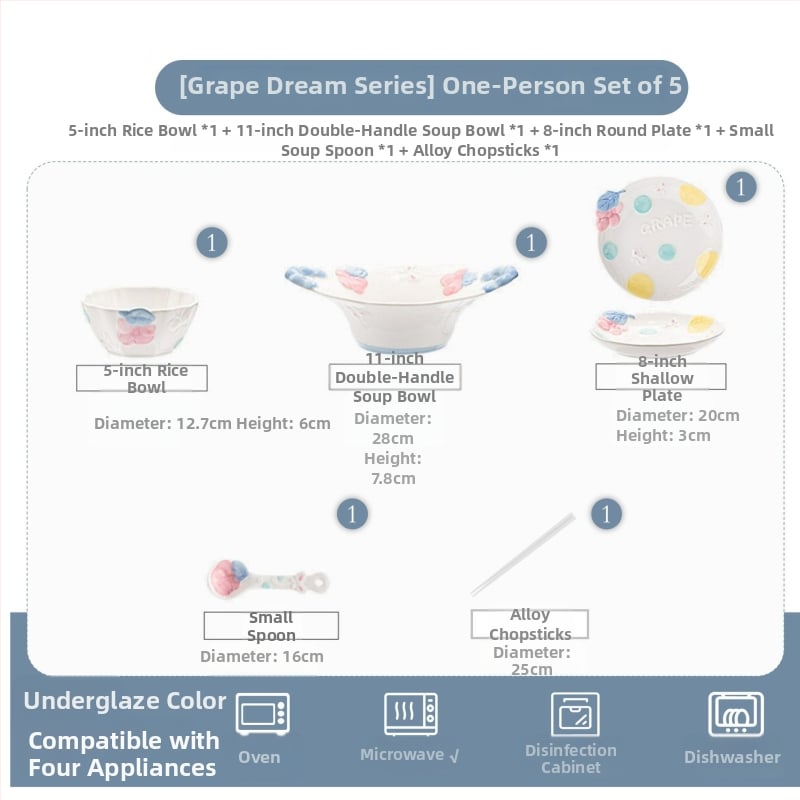 Kerámia étkészlet Magnesium Union – kézzel festett karikatúra dizájn, kerek alak, mikrohullámú sütőben is használható