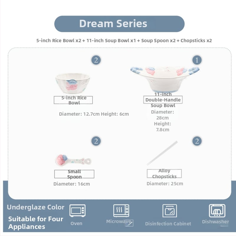 Kerámia étkészlet Magnesium Union – kézzel festett karikatúra dizájn, kerek alak, mikrohullámú sütőben is használható