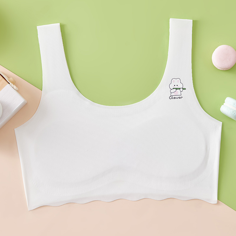 Без презрамки потник-сутиен за деца на 7–12 години, найлон Ice Silk, пълна чашка с тънки оформени чашки, гладък гръб за комфорт