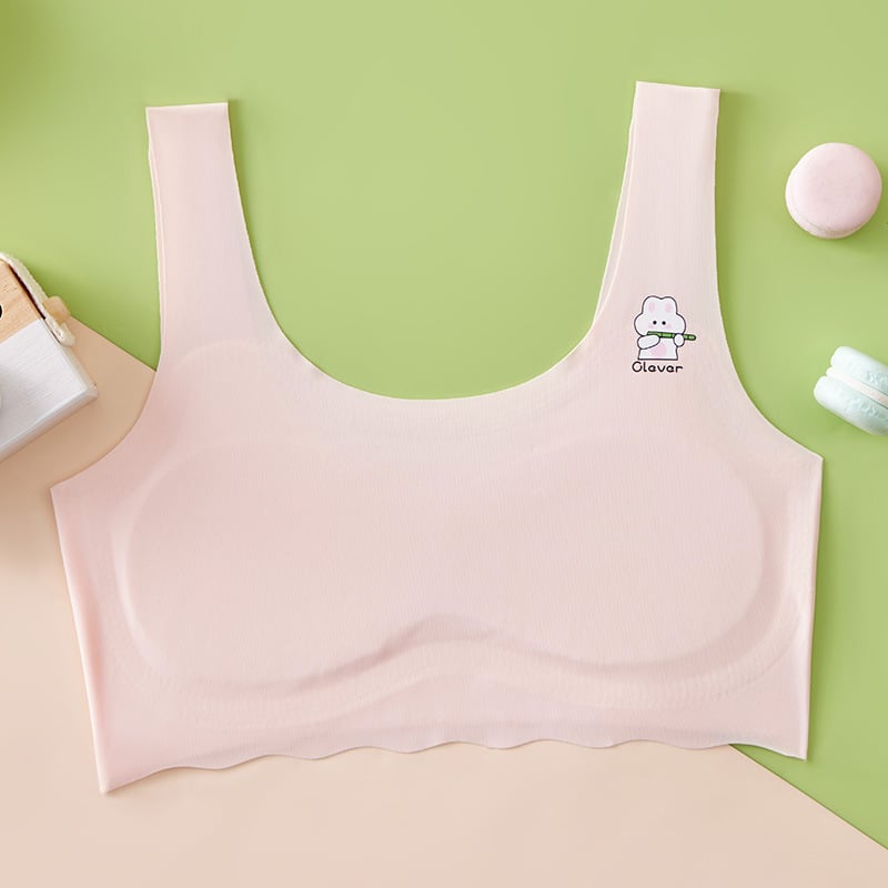 Без презрамки потник-сутиен за деца на 7–12 години, найлон Ice Silk, пълна чашка с тънки оформени чашки, гладък гръб за комфорт