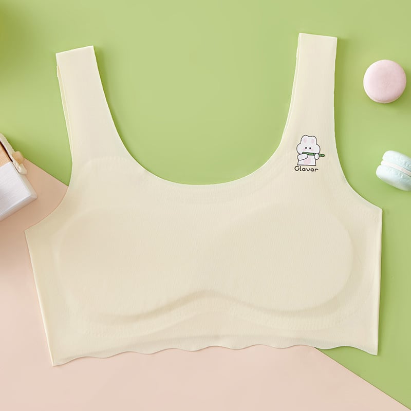 Без презрамки потник-сутиен за деца на 7–12 години, найлон Ice Silk, пълна чашка с тънки оформени чашки, гладък гръб за комфорт