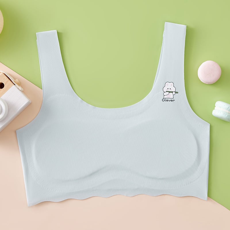 Без презрамки потник-сутиен за деца на 7–12 години, найлон Ice Silk, пълна чашка с тънки оформени чашки, гладък гръб за комфорт