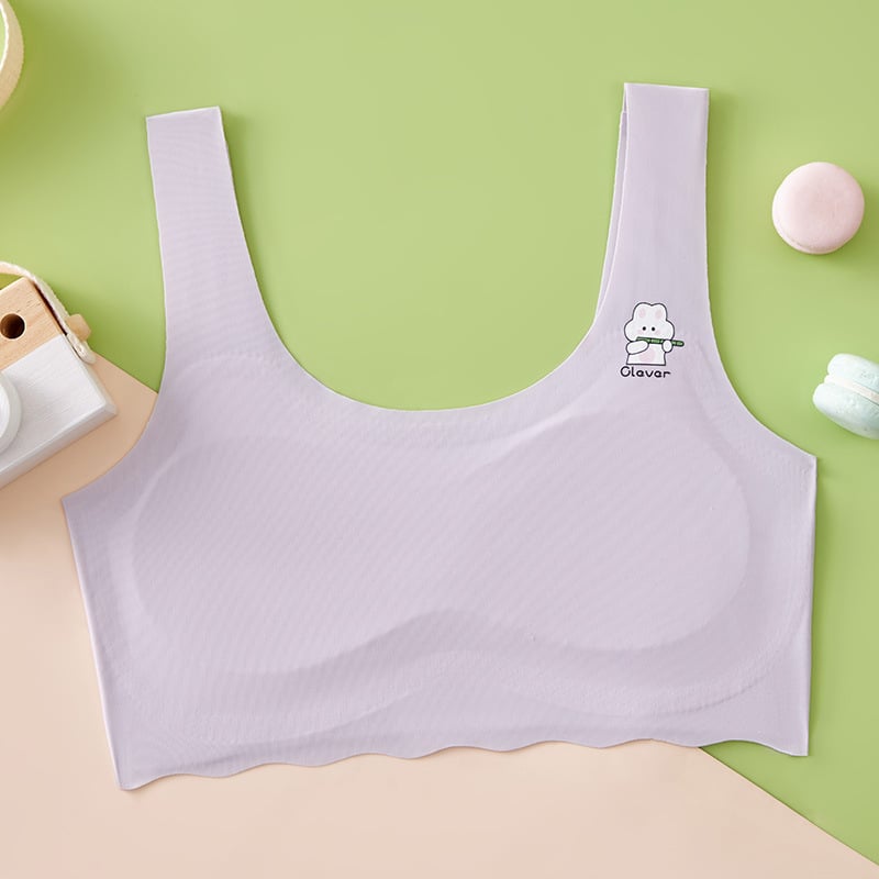 Без презрамки потник-сутиен за деца на 7–12 години, найлон Ice Silk, пълна чашка с тънки оформени чашки, гладък гръб за комфорт