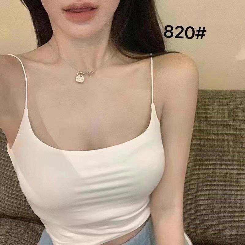 Нейлон камизол с подплънки за бюст, тънки чашки, пълен чашков дизайн, дизайн за гръб, къс летен топ, коремна дължина, минималистичен стил