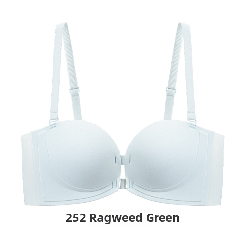 Бюстгальтер без презрамки с мека опора, повдигащ ефект, противохлъзващ дизайн, предна катарама, сменяеми двойни презрамки