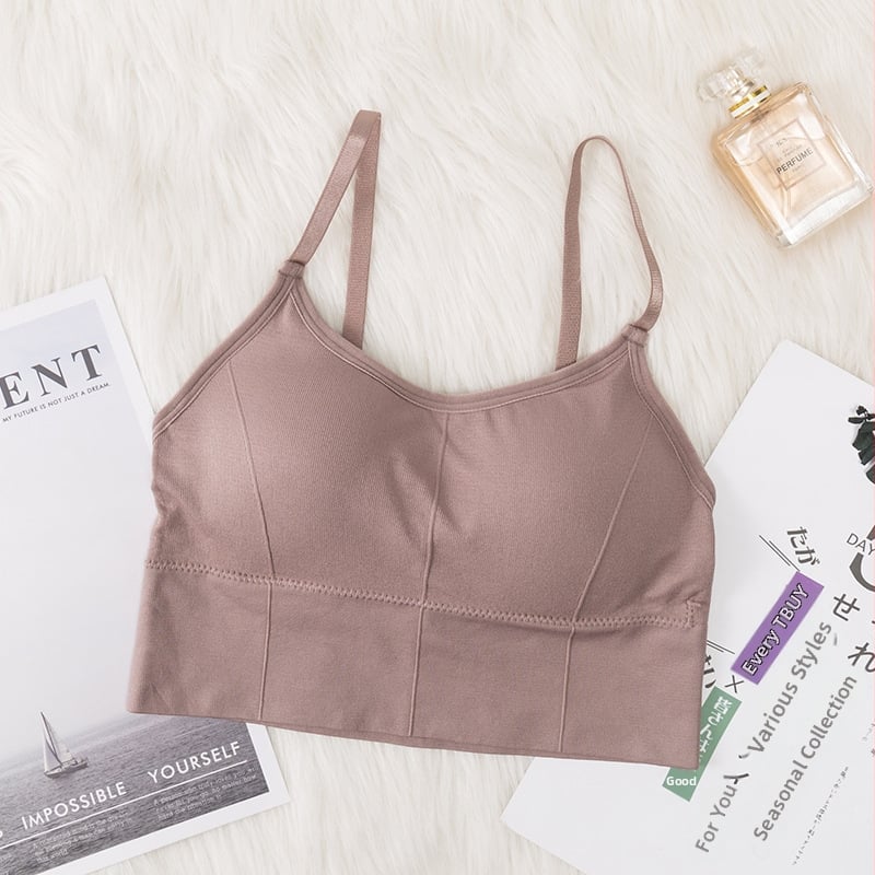 Безшевен потник бюстгальтер за млади жени – 3/4 чашка, тънък формован чашка, 70–80% полиестер, диша, комфорт, защита от изпъкване, красива гръбна част