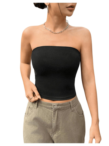 Tube Top, szűk fazon, rövid kivitel, Milk Silk anyag, 95% poliészter és Spandex, vállpánt nélkül, elasztikus