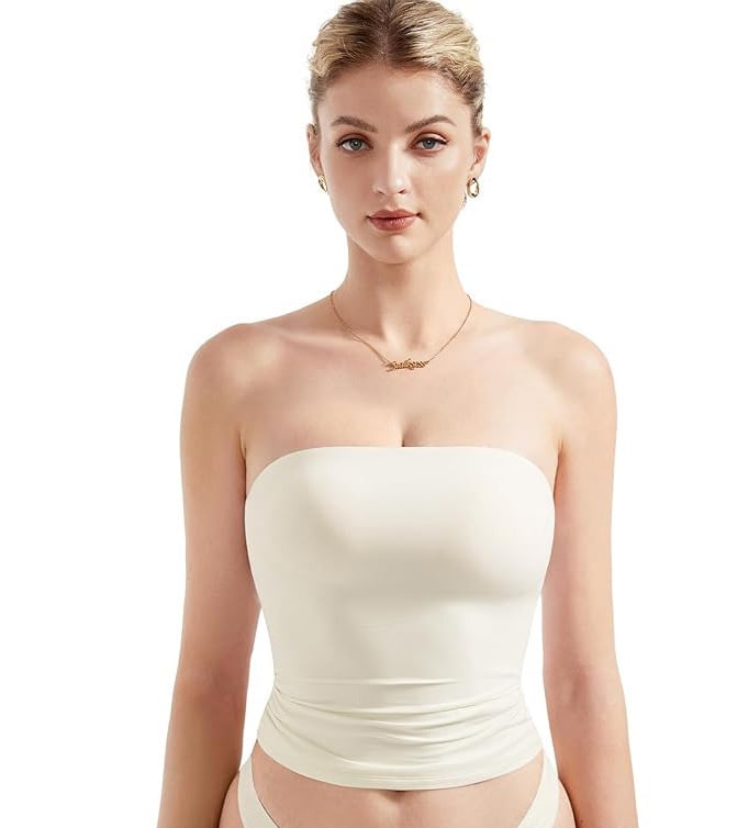 Tube Top, szűk fazon, rövid kivitel, Milk Silk anyag, 95% poliészter és Spandex, vállpánt nélkül, elasztikus