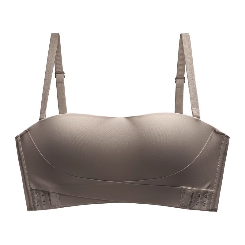 Сутиен без презрамки с повдигане, против изплъзване; чашка 1/2; основен материал нейлон, подплата спандекс; свалящи се двойни презрамки; задно закопчаване с три реда копчета