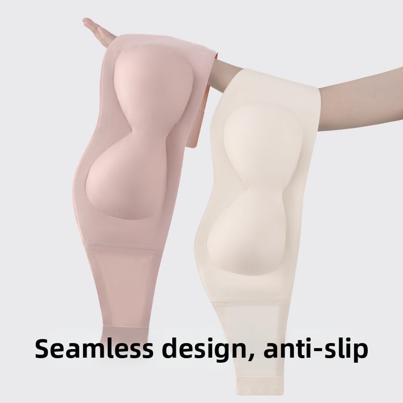 Сутиен без презрамки с повдигане, антихлъзгаща се лента и безшевна задна част, дишащ найлон-ликра, подплата 70–80% еластан