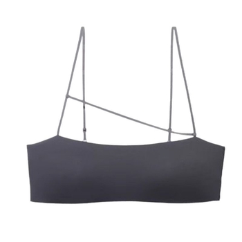 Tube-top бюстгъртър с тънки чашки, найлонова материя, фиксирани двойни презрамки, задно закопчаване с три реда куки, събиране и опора