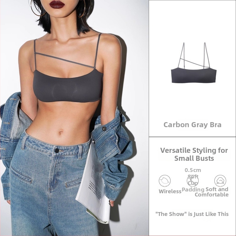 Tube-top бюстгъртър с тънки чашки, найлонова материя, фиксирани двойни презрамки, задно закопчаване с три реда куки, събиране и опора