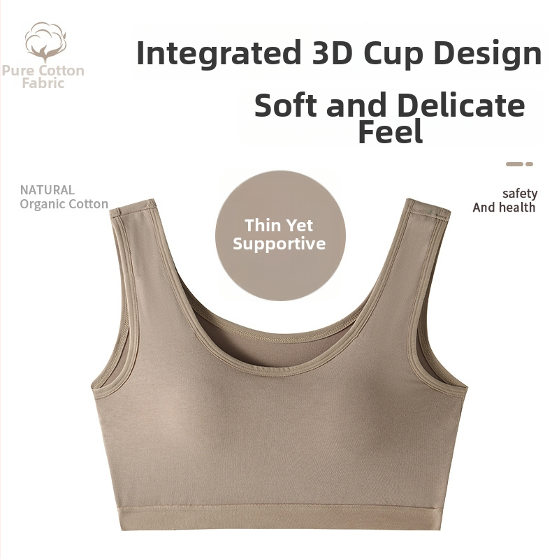 Yumei 109 Bavlnený tub-top podprsenka pre ženy, bez kostíc, plné košíčky, stredná tvarová výplň, dýchajúce chrbát, jar 2024