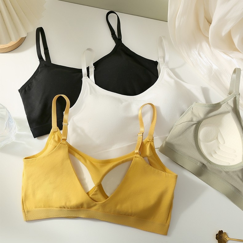 Памучен безпрезрамков сутиен с тънки формовани чашки и U‑образна гръбна част