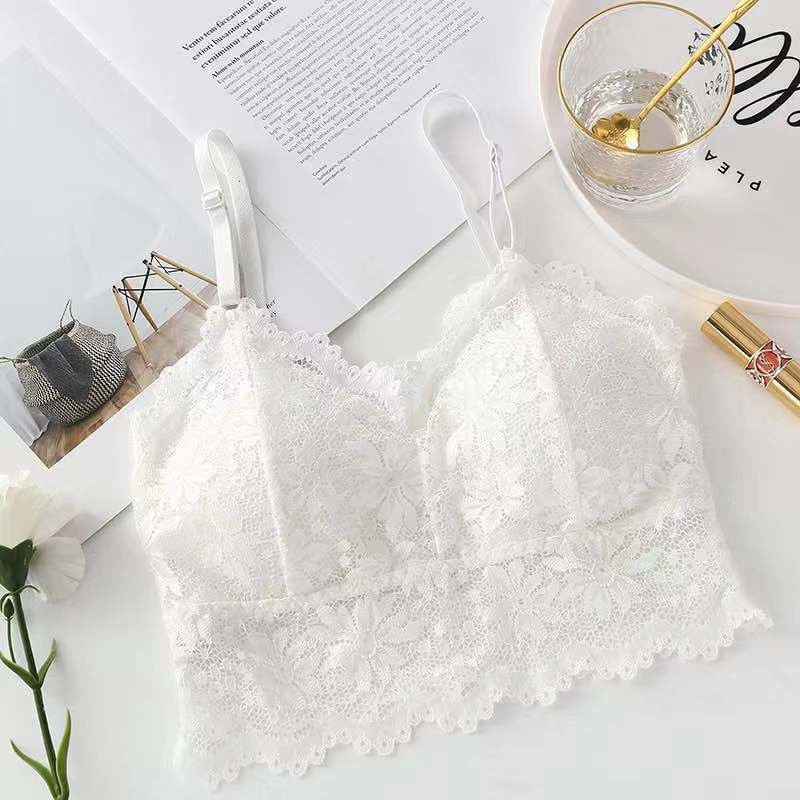 Soft Butterfly Lace Chest Wrap Tube Top - Πλήρες Cup, Μεσαίο Mold Cup, Νάιλον Δαντέλα 91.6%