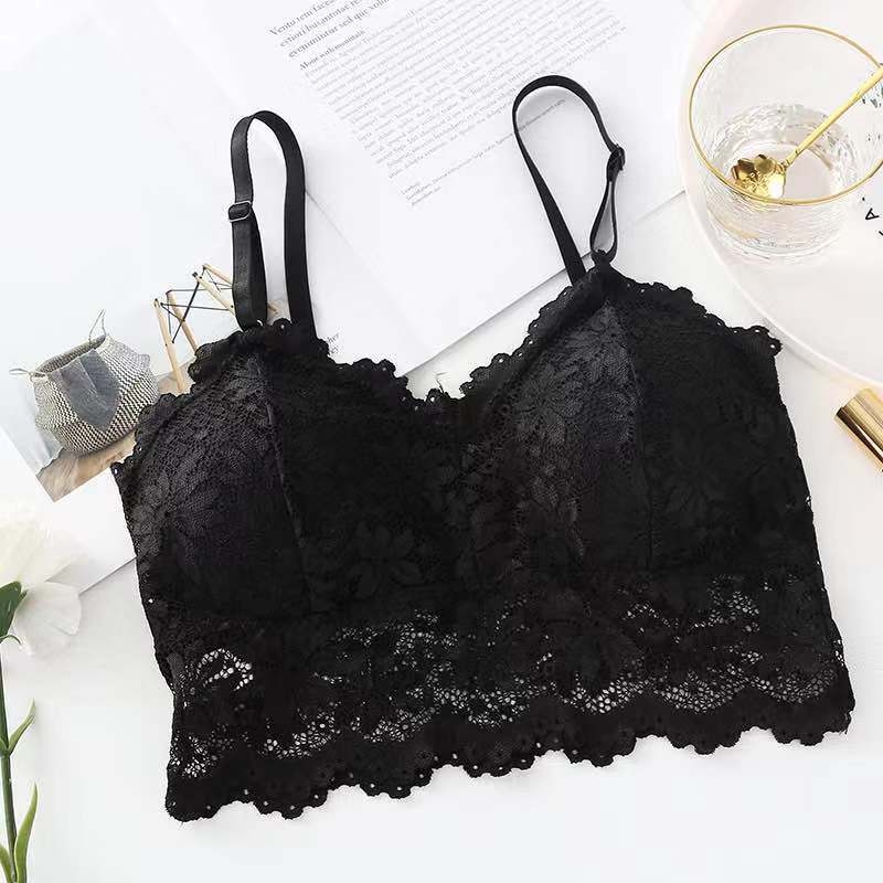 Soft Butterfly Lace Chest Wrap Tube Top - Πλήρες Cup, Μεσαίο Mold Cup, Νάιλον Δαντέλα 91.6%