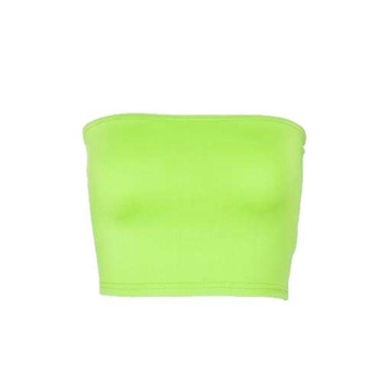 Top bez naramenja s wrapom za prsa — milk silk, 95% polyester, molded full cups; breathable, anti-glare