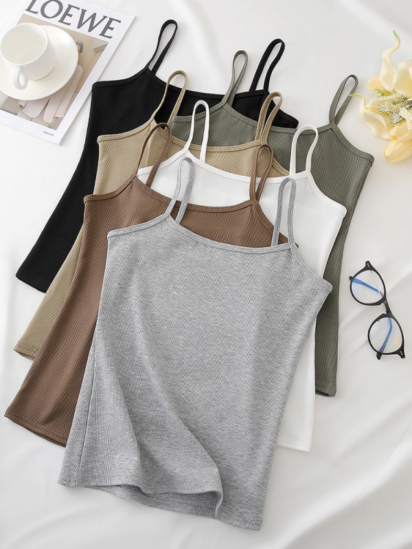 Ženski camisole od modalne smjese s dvostrukim remenčićima, slim kroj, jednobojni uzorak, visoka elastičnost