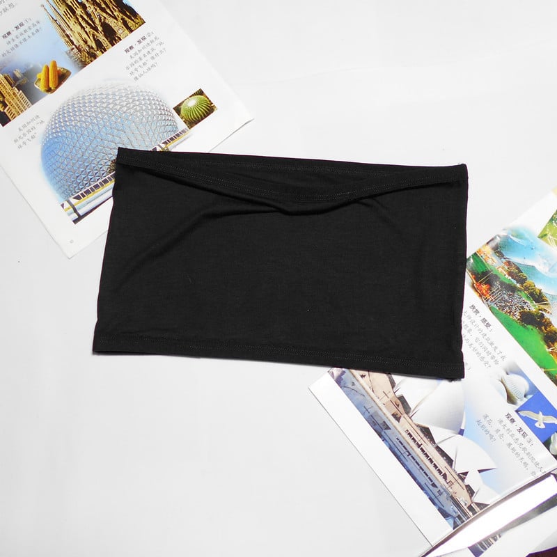 Crni bezšalni tube top od modalnog pamuka za žene – lagani ljetni bralet s pokrivenim dekoltom, velika veličina