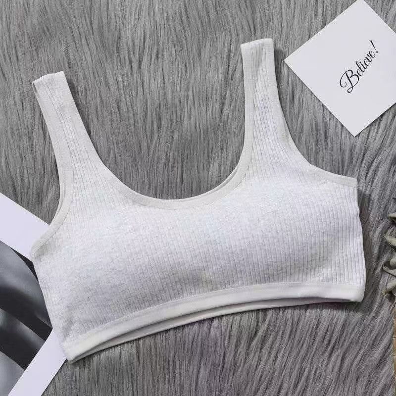 Βαμβαρούχο κορσέ-τόπ στήθους, πλήρες κύπελλο, ultra-thin molded cups, στυλ γιλέκο, διαπνέει και άνετο για κορίτσια 7–12 ετών