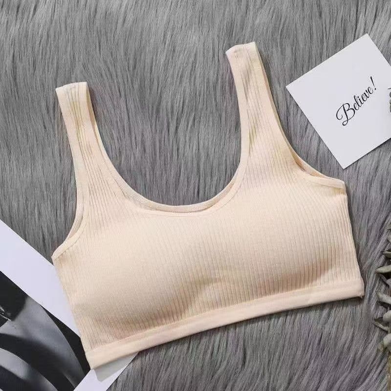 Βαμβαρούχο κορσέ-τόπ στήθους, πλήρες κύπελλο, ultra-thin molded cups, στυλ γιλέκο, διαπνέει και άνετο για κορίτσια 7–12 ετών