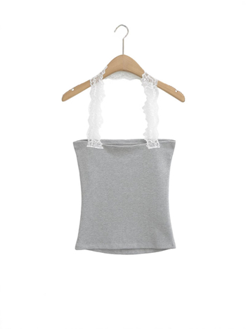 Ženski top s halter vratom, uska silueta, kratka duljina 40–50 cm, mješavina pamuka, ljetni top 2025