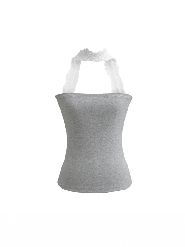 Ženski top s halter vratom, uska silueta, kratka duljina 40–50 cm, mješavina pamuka, ljetni top 2025