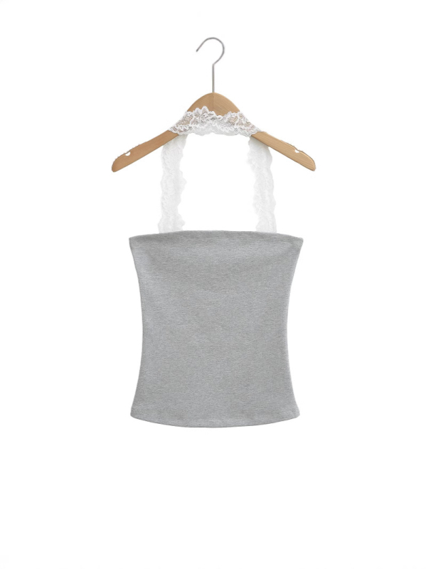 Ženski top s halter vratom, uska silueta, kratka duljina 40–50 cm, mješavina pamuka, ljetni top 2025