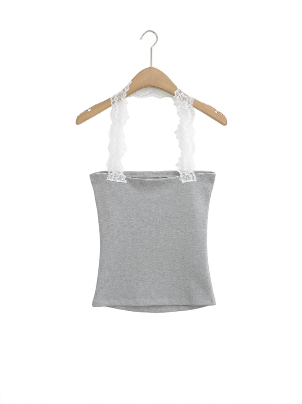 Ženski top s halter vratom, uska silueta, kratka duljina 40–50 cm, mješavina pamuka, ljetni top 2025