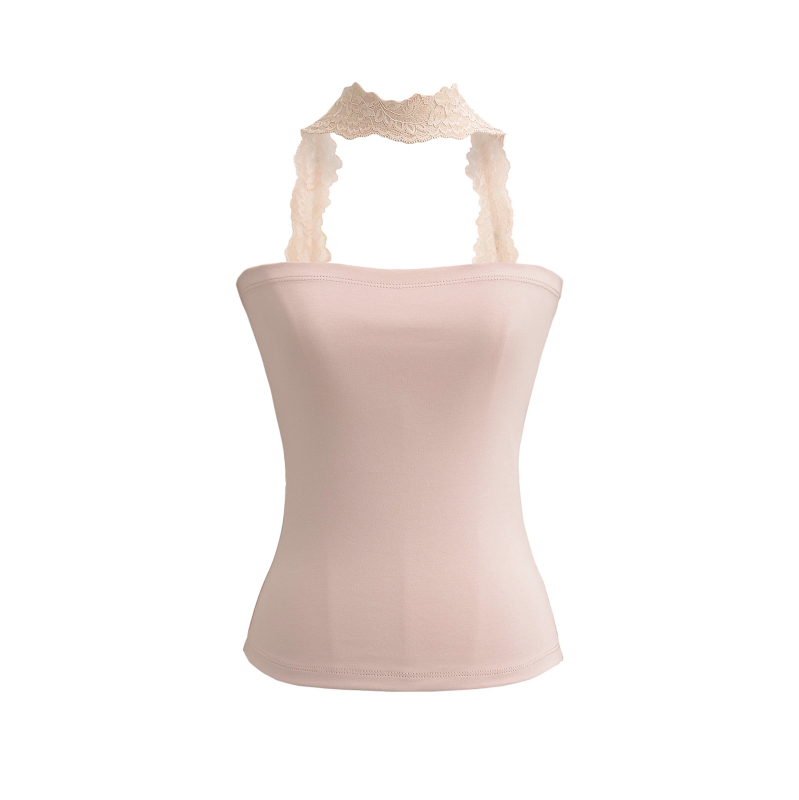 Ženski top s halter vratom, uska silueta, kratka duljina 40–50 cm, mješavina pamuka, ljetni top 2025