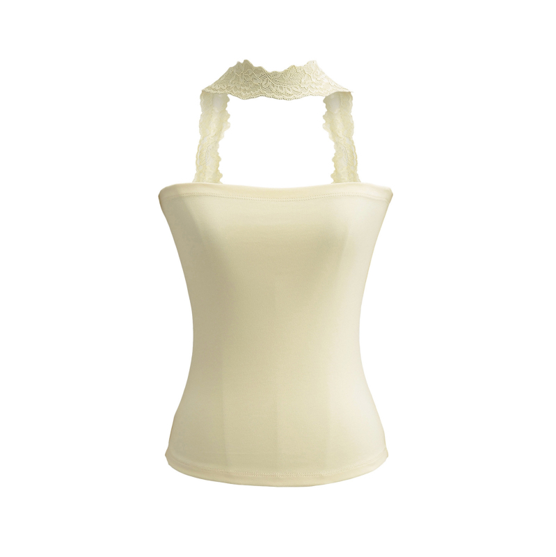 Ženski top s halter vratom, uska silueta, kratka duljina 40–50 cm, mješavina pamuka, ljetni top 2025