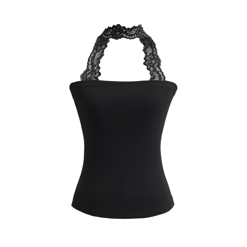 Ženski top s halter vratom, uska silueta, kratka duljina 40–50 cm, mješavina pamuka, ljetni top 2025