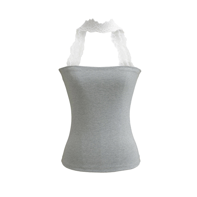 Ženski top s halter vratom, uska silueta, kratka duljina 40–50 cm, mješavina pamuka, ljetni top 2025