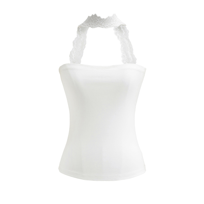 Ženski top s halter vratom, uska silueta, kratka duljina 40–50 cm, mješavina pamuka, ljetni top 2025