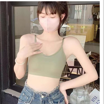 Top tubular fără bretele cu căptușeală, țesătură Ice Silk, amestec nylon 80–90%, cupă 3/4, design respirabil cu spate deschis, Vara 2024