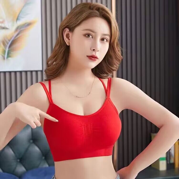 Top tubular fără fir cu spate încrucișat, cupă completă, formare medie, nailon 70–80%