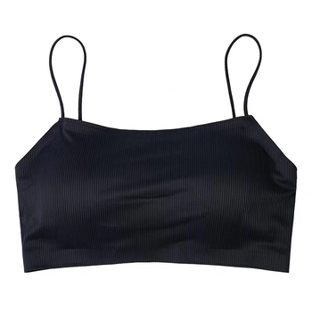 Top sport fără bretele din Ice Silk, cu cupă 3/4 și design subțire modelat, respirabil și confortabil, stil sport