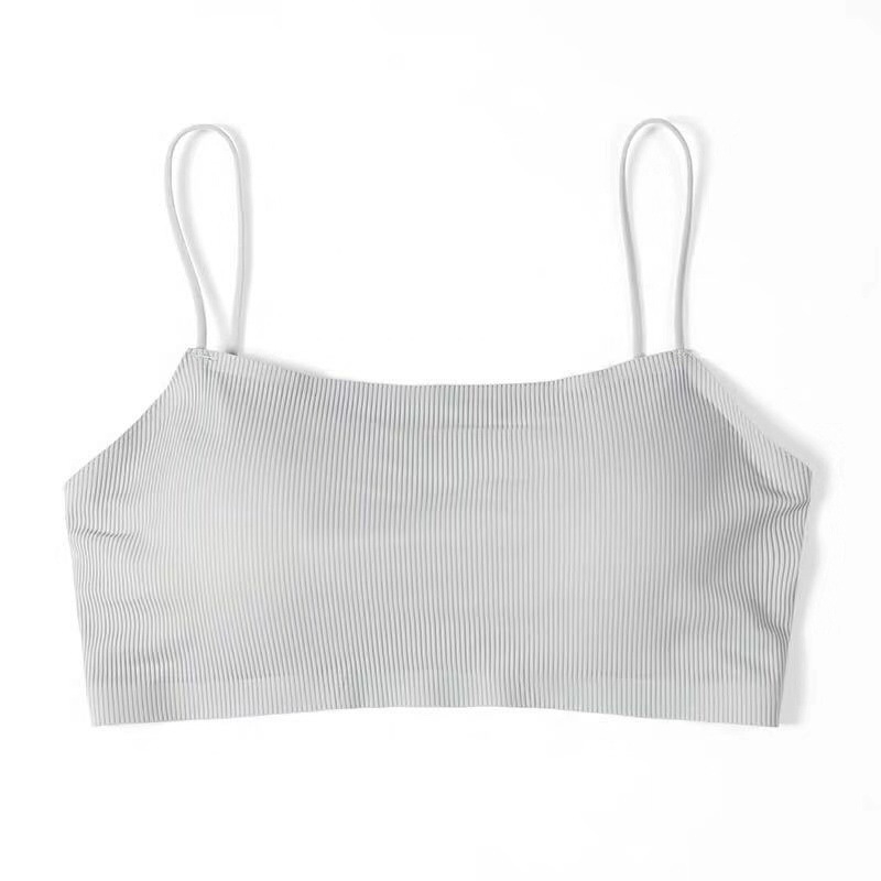 Top sport fără bretele din Ice Silk, cu cupă 3/4 și design subțire modelat, respirabil și confortabil, stil sport