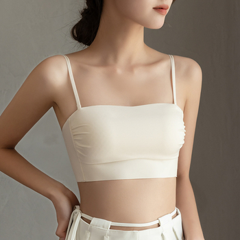 Sutien fara bretele, cu snur reglabil, respirabil si confortabil; material principal: nylon; captuseala din bumbac 30–50%; cupe subtiri turnate; inchidere spate cu doua catarame