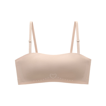 Bezramienková bezšvová Bandeau podprsenka s 3/4 miskou, tenké tvarované košíčky, bez kovových obruč, protišmyková, pohodlný nylon