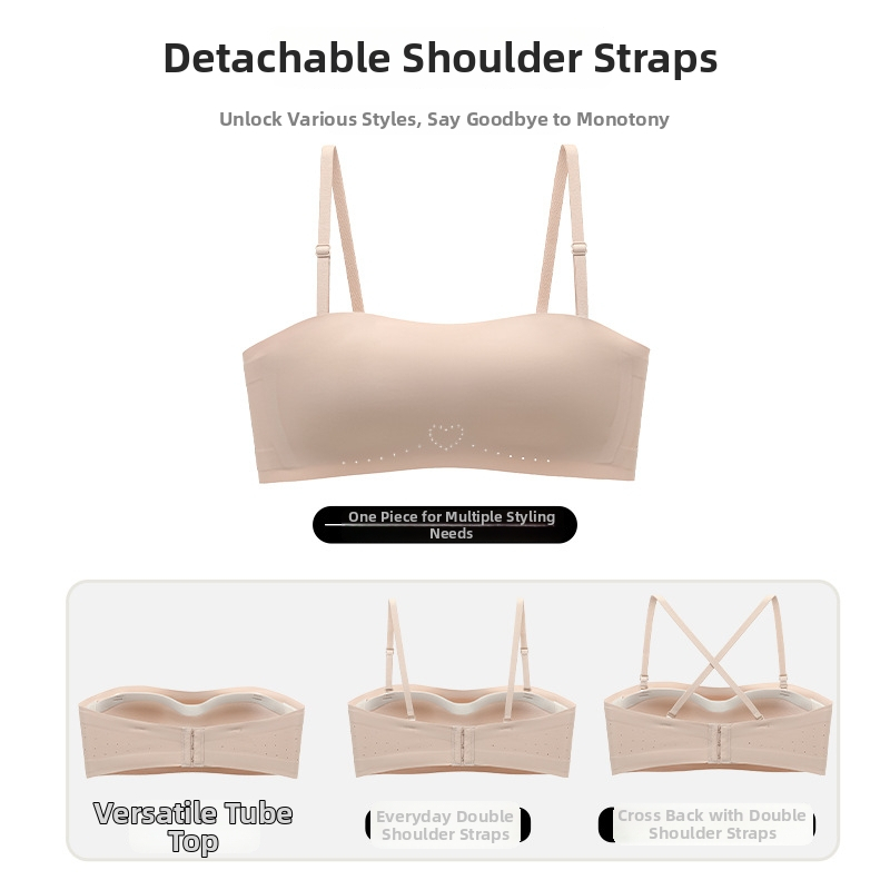 Bezramienková bezšvová Bandeau podprsenka s 3/4 miskou, tenké tvarované košíčky, bez kovových obruč, protišmyková, pohodlný nylon