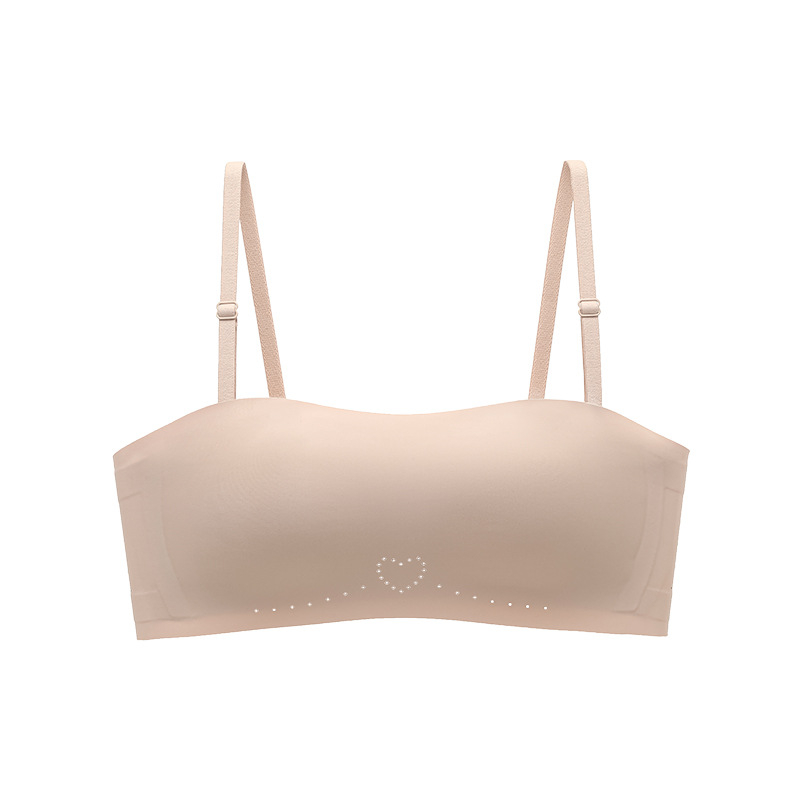 Bezramienková bezšvová Bandeau podprsenka s 3/4 miskou, tenké tvarované košíčky, bez kovových obruč, protišmyková, pohodlný nylon