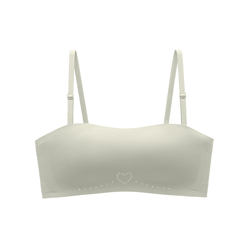 Bezramienková bezšvová Bandeau podprsenka s 3/4 miskou, tenké tvarované košíčky, bez kovových obruč, protišmyková, pohodlný nylon