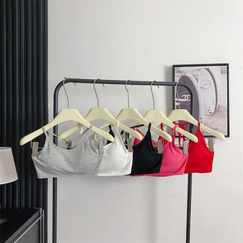 Top din bumbac fără bretele, 70-80% bumbac, stil gât suspendat, cupe subțiri modelate, spate respirabil, vară 2024